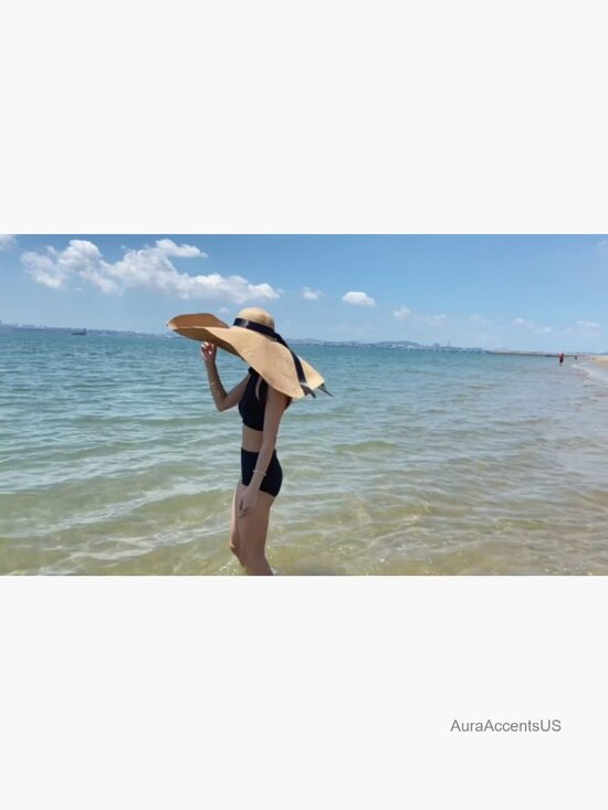 Oversized Wide Brim Foldable Straw Sun Hat Beach Travel main image 5